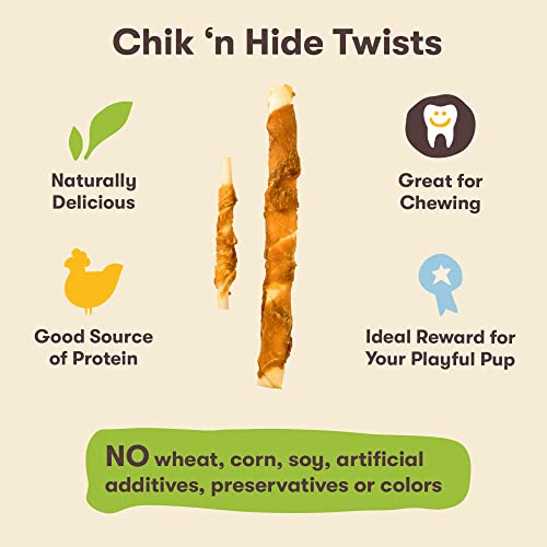 Pet 'n Shape Chik 'n Hide Twists – Chicken Wrapped Rawhide Natural Dog Treats, Small, 16 oz