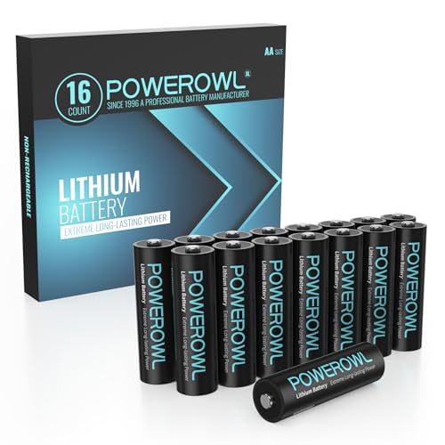POWEROWL Lithium Batteries AA 16 Pack, High Capacity 1.5V Double A Battery Long Lasting Power for High-Tech Devices