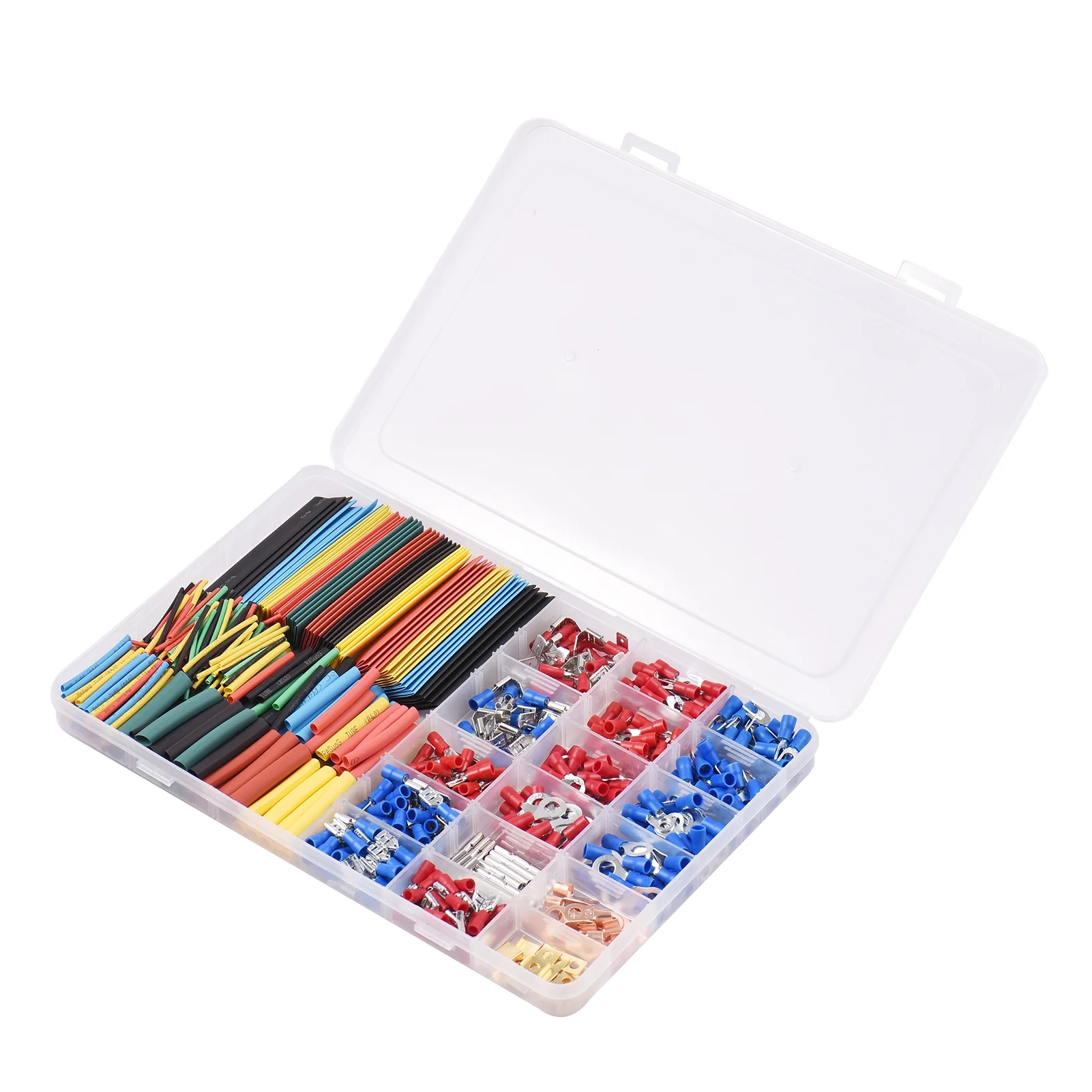 Andoer 678PCS Terminals & Heat-shrink Tube Kit Car Cable Wire Electrical Set 350pcs Terminals Connectors + 328pcs Heat Shrink Tubes Polyolefin Halogen-Free Shrinkable Tubes Crimp Terminals with Por