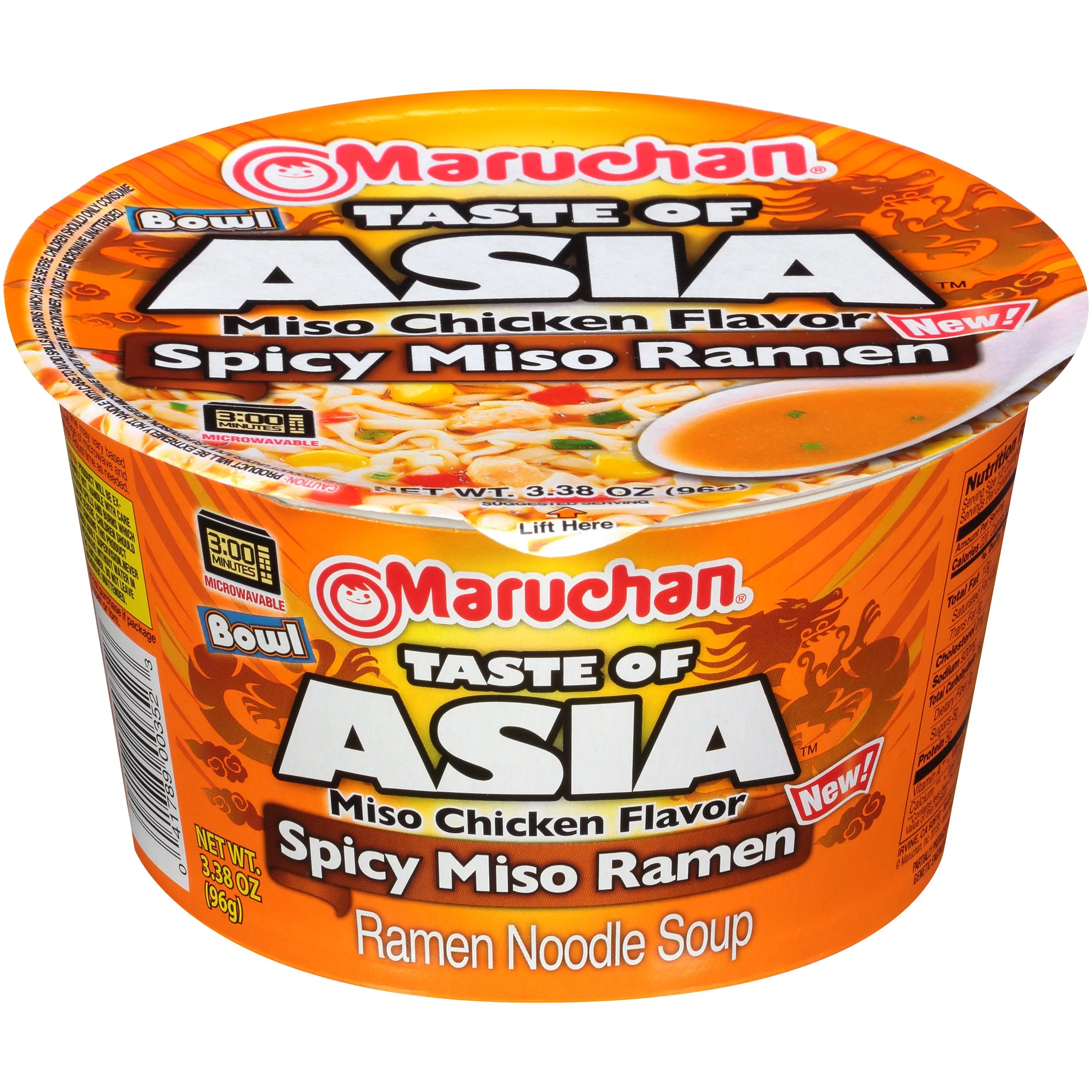 Maruchan Bowl Taste Of Asia Spicy Miso, 3.38 Oz, Pack Of 6