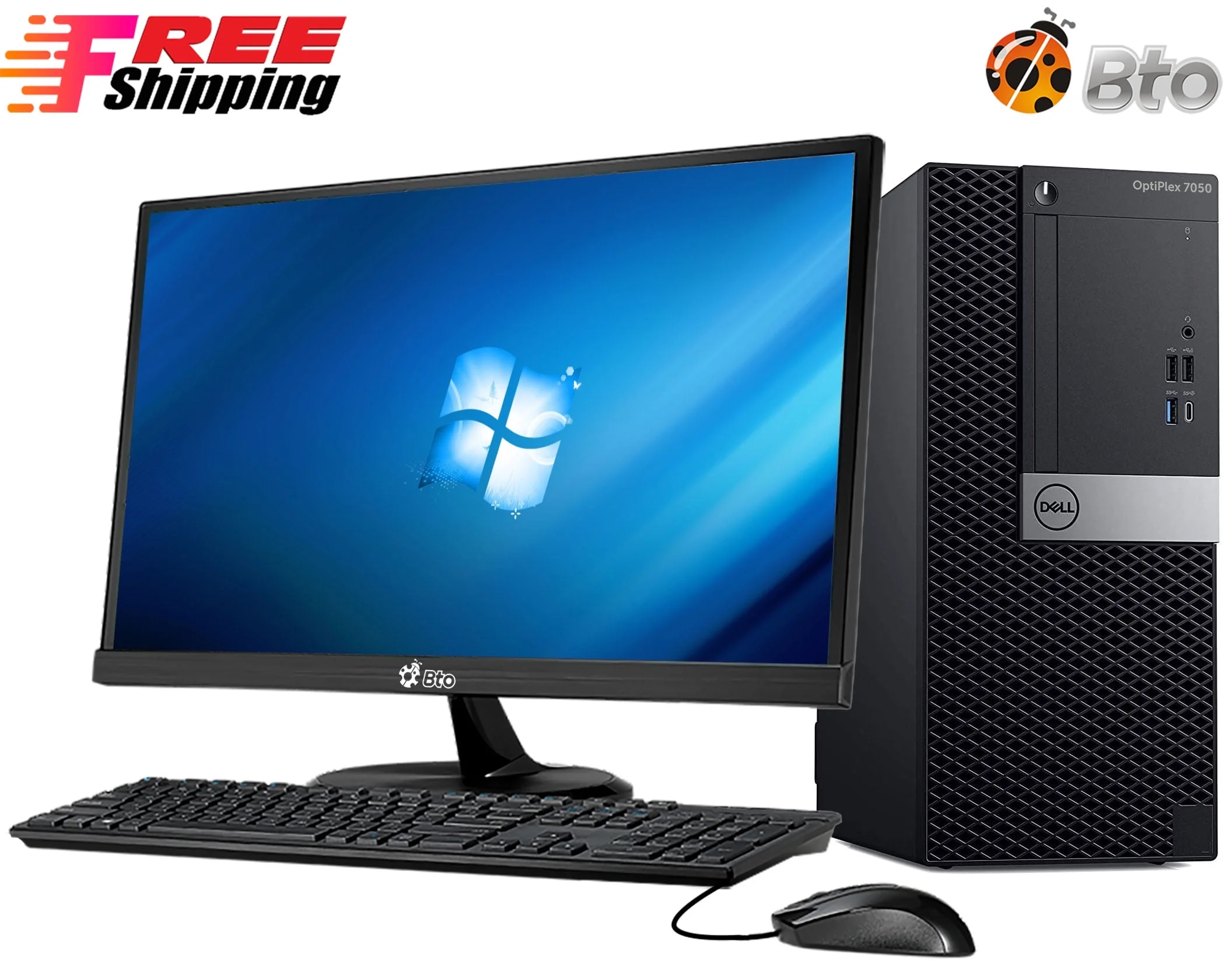 Restored Dell 7050 Desktop Tower Computer PC Intel Core i57500 7th Gen. 3.40GHz Processor 8GB RAM 500GB HDD, New 19 Inch LCD Wifi Adapter Bto KB & Mouse Windows 10 Pro (Refurbished)