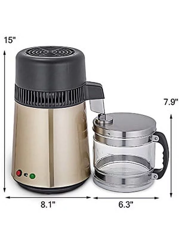 BENTISM Countertop Water Distiller Machine 1.1 gal/4L Stainless Steel Purifier Filter Fully Upgraded with Handle 750W Perfect for Home Use