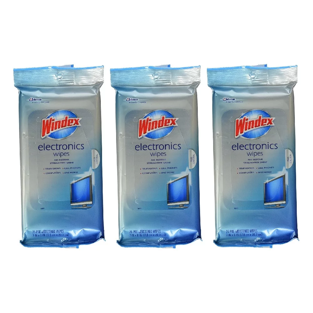 Windex Electronics Wipes Pre Moistened 25 Count, 3 Pack