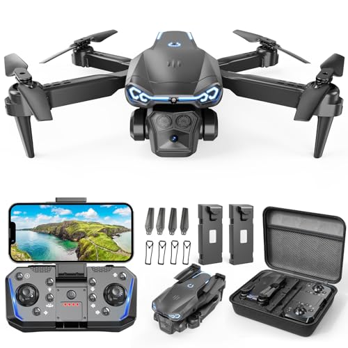 Drone with Camera 1080P HD, FPV Foldable Drone for Adults Kids, One-Key Take Off/Landing, 3D Flips, Altitude Hold, Speed Adjustment, Headless Mode, 2 Batteries, Toys Gifts for Boys Girls
