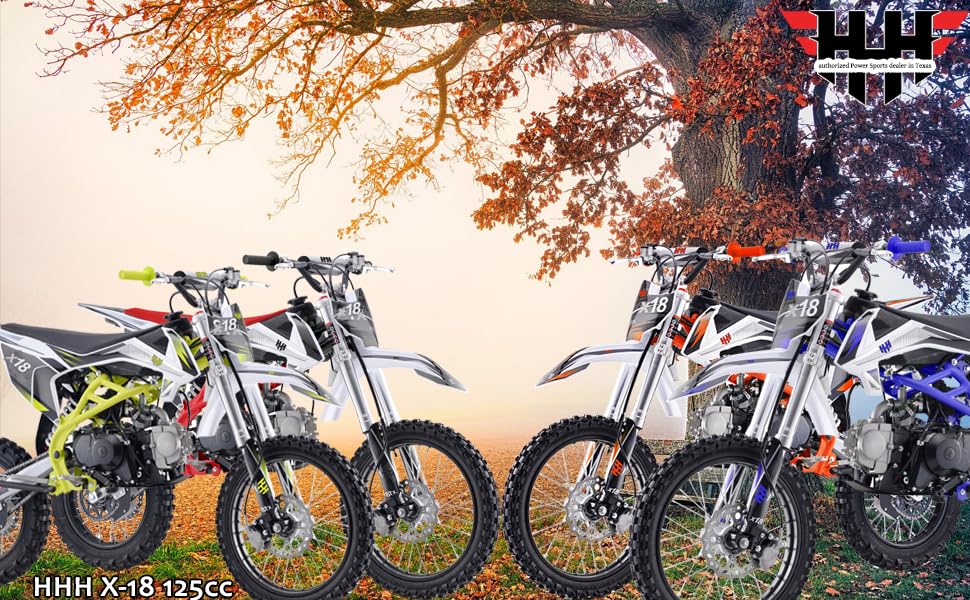 HHH 125cc Dirtbike X18 Dirt Bike DB X18 Racing DB18 Dirtbike 125cc 4 Speed Manual Clutch and Big Size Tires 17/14 inches