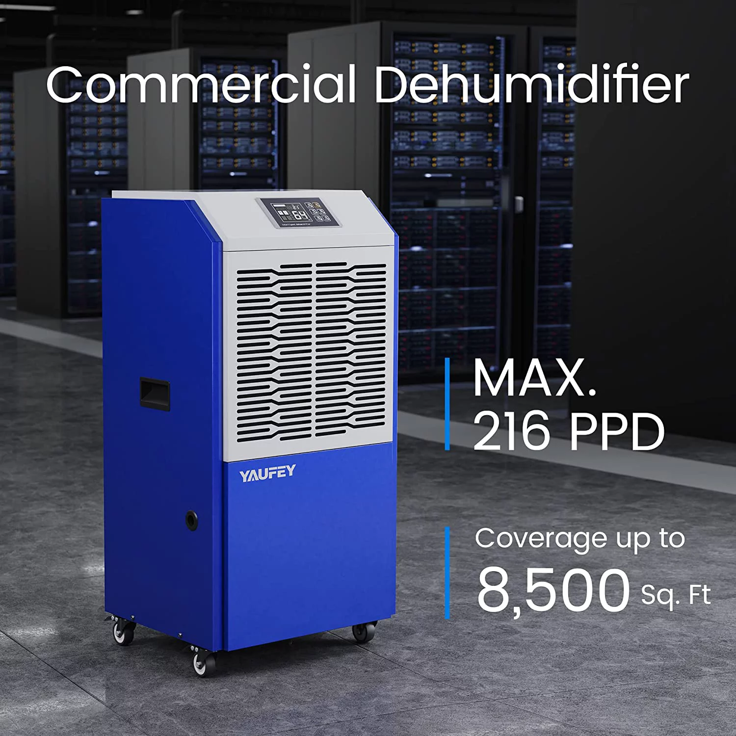 Yaufey Large Commercial 216 Pint Dehumidifier for Spaces up to 8,500 Sq. Ft with 3.3ft Drain Hose Ideal for Large Basements, Warehouse Industrial or Commercial Spaces and Job Sites