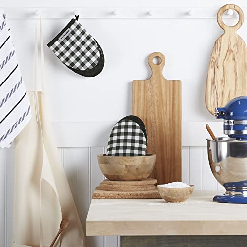 KitchenAid Gingham Cotton Mini Oven Mitt 2-Pack Set, Passion Red, 5.5