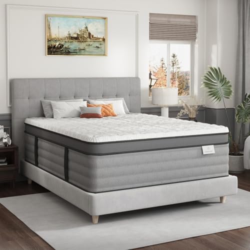 Onlylucky Full Size Mattress - 12 Inch Gel Memory Foam Mattress with Individual Pocket Spring for Pressure Relief & Motion Isolation, Premier Comfort Night Sleep, Firm Hybrid Full Bed