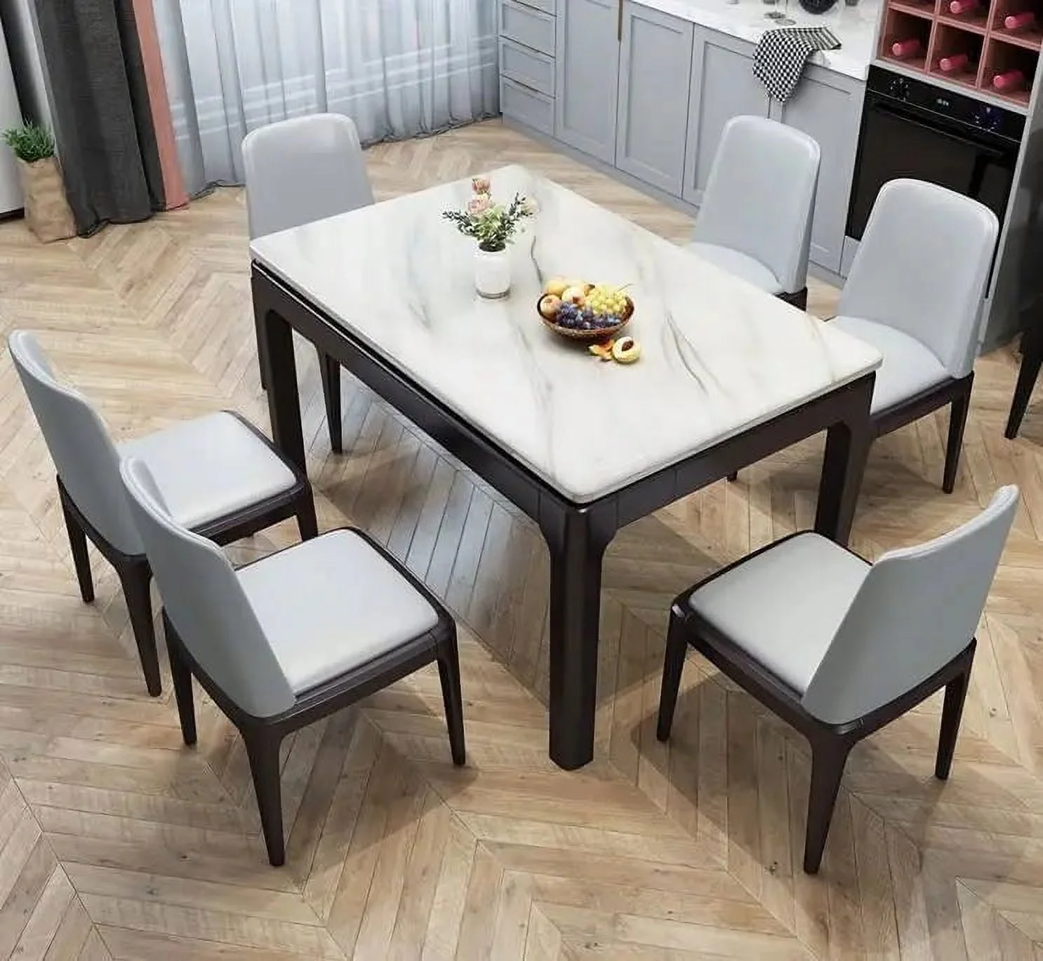 Luxury Italian wooden dinner dining table and chairs 6 seater dinning chairs modern marble dining room furniture table set