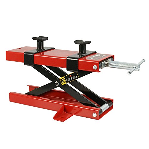 Smartxchoices Motorcycle Jack Lift Stand 1100 lbs Scissor Lift Jack ATV Motorcycle Dirt Bike Scooter Crank Stand Street Bikes Cruisers Touring Motorcycles (Red/Black)
