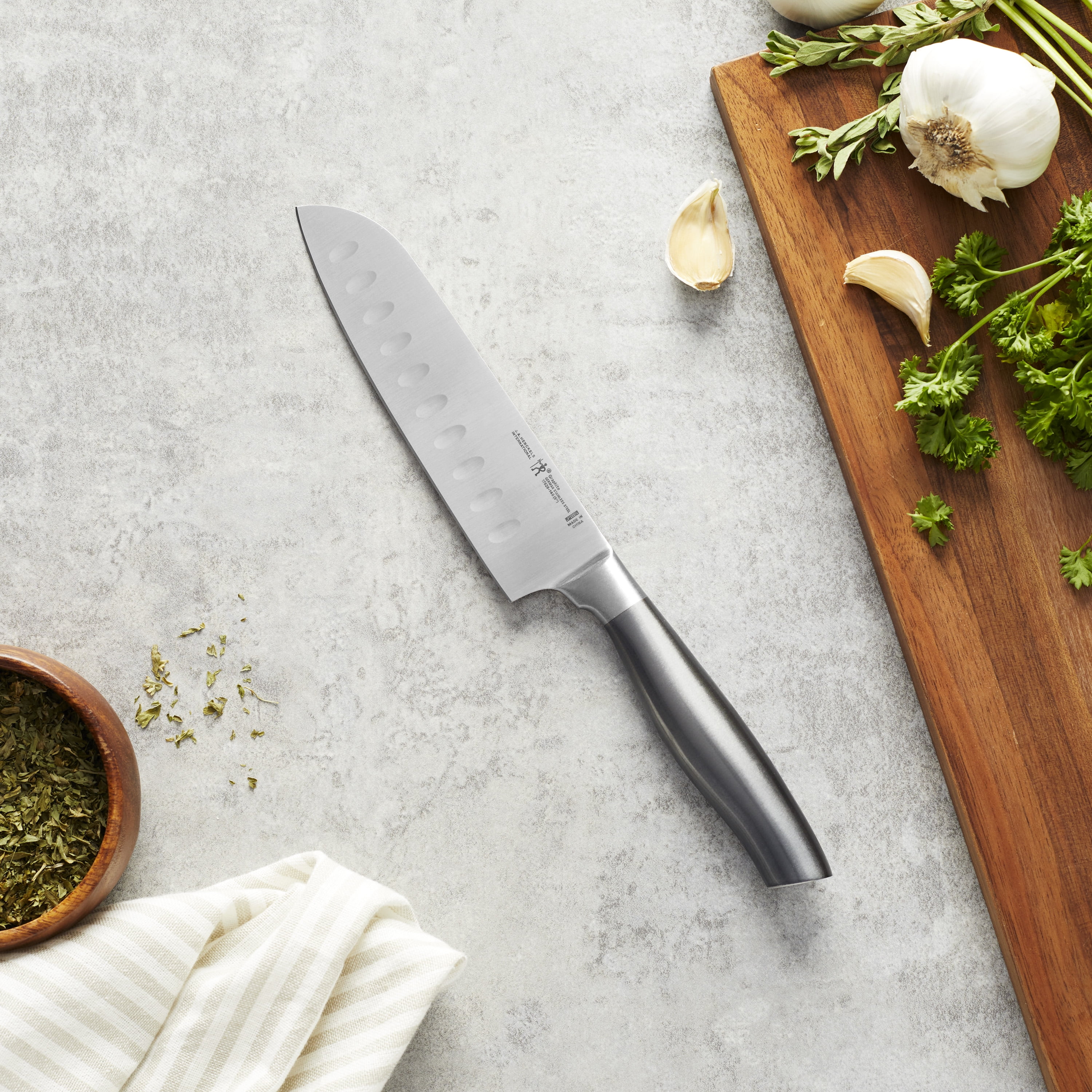 J.A. Henckels International Graphite Hollow Edge Santoku Knife