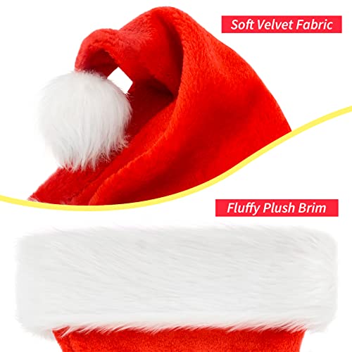 BOSONER Santa Hat,Xmas Holiday Hat for Kids,Unisex Velvet Comfort Christmas Hats Extra Thicken Classic Fur for Christmas New Year Festive Holiday Party Supplies