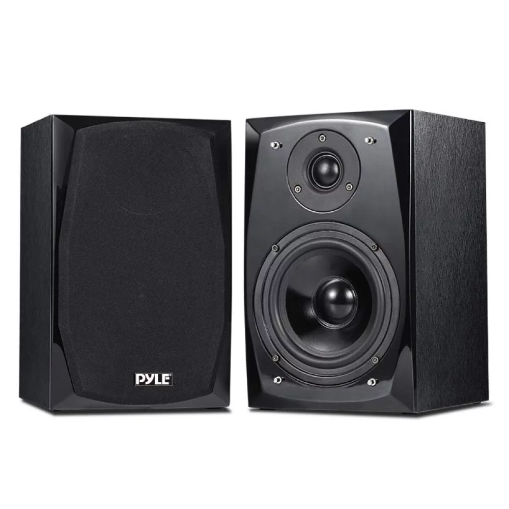 Pyle 300 Watt HiFi Bluetooth Desktop Bookshelf Pair Stereo Speakers, Black