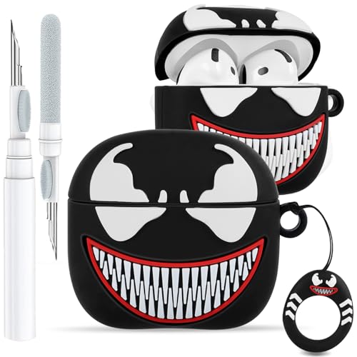 Toyuma for AirPods 4 Case Cute Kawaii Cartoon - Funny 3D Soft Silicone Case Cover with Keychain & Cleaner Kit for Women Girls Teens Fun Unique Fashion Design Protective Case for Airpods 4,Green