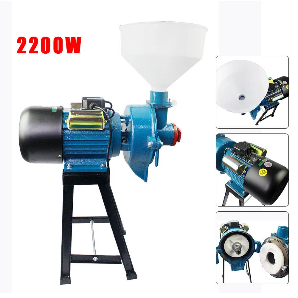 Commercial Electric Wet Beans Flour Grinder Rice Corn Grain Coffee Wheat+Funnel Wet Electric Feed Flour Mill Cereals Grinder Corn Grain Wheat+Funnel 2200W 110V