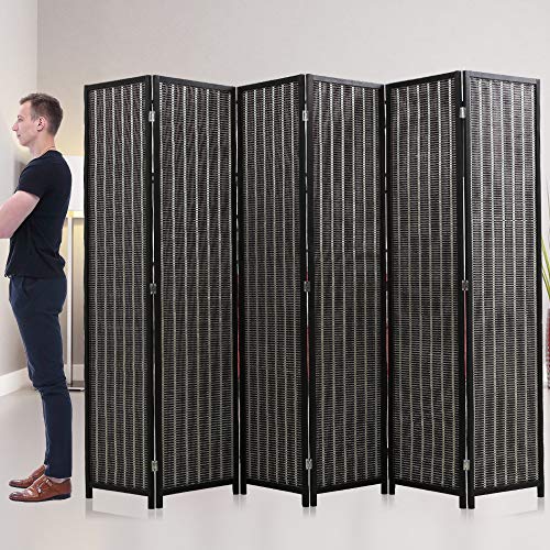 Room Divider Privacy Screen Folding 4 Panel 72 Inches High Portable Room Seperating Divider, Handwork Bamboo Mesh Woven Design Wall, Room Partitions and Dividers Freestanding, Natural