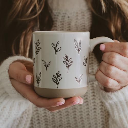 Sweet Water Decor White Pine Trees Coffee Mug, 14oz Stoneware Christmas Mug, Dishwasher & Microwave Safe, Large Holiday Winter Cup for Coffee, Tea & Hot Chocolate, Stocking Stuffer Gifts for Women