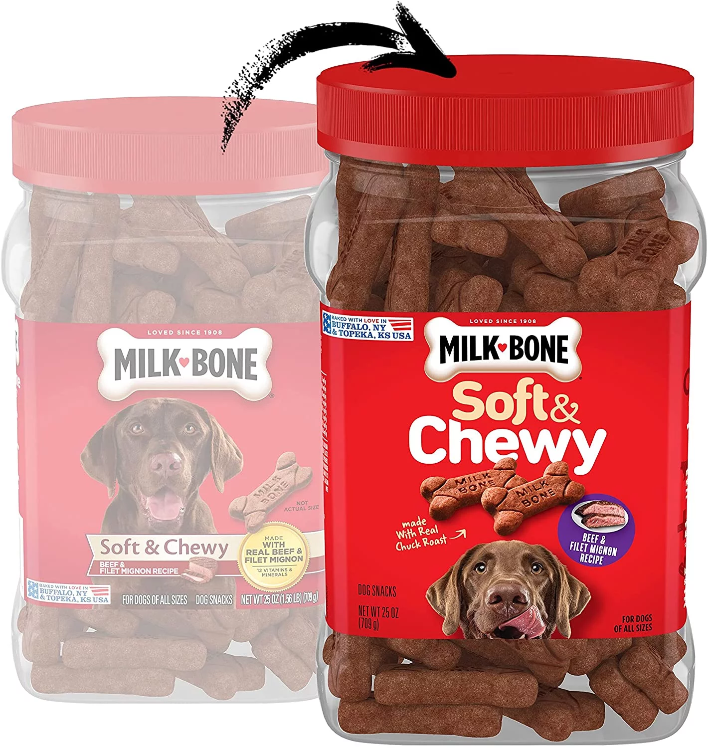 Milk-Bone Soft & Chewy Dog Treats, Beef & Filet Mignon Recipe, 25 Ounces