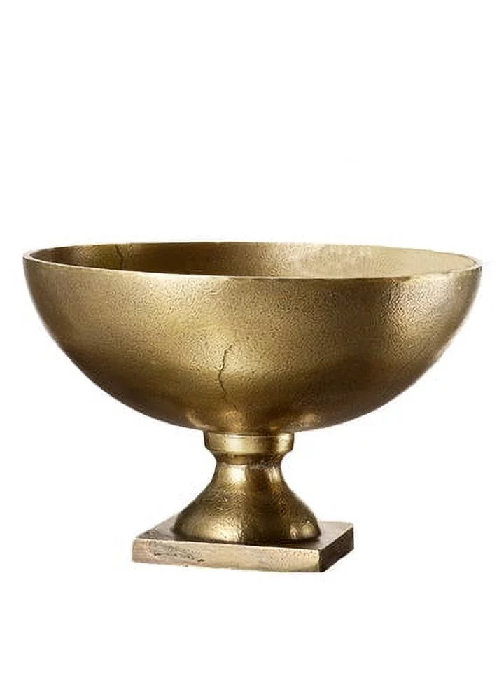 Serene Spaces Living Antique Brass Pedestal Bowl, 10" Diameter & 6.75" Tall