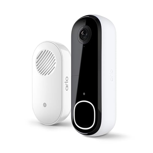 Arlo Video Doorbell 2K 2nd Generation & Chime 2 Bundle, 2K Doorbell Camera, 2-Way Audio, Package Detection, Motion Detection and Alerts, Built-in Siren, Night Vision, AVDK4001-100CNS, White