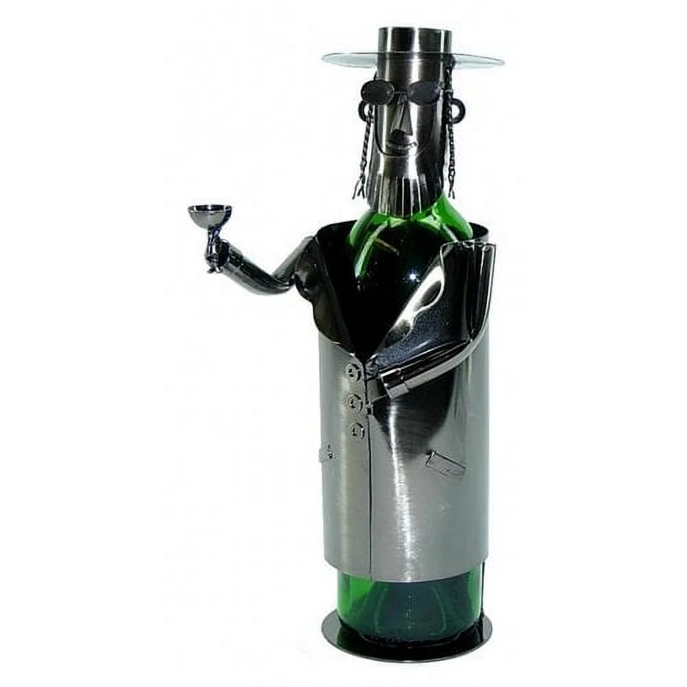 Jewish Rabbi with Wine Metal Wine Bottle Holder