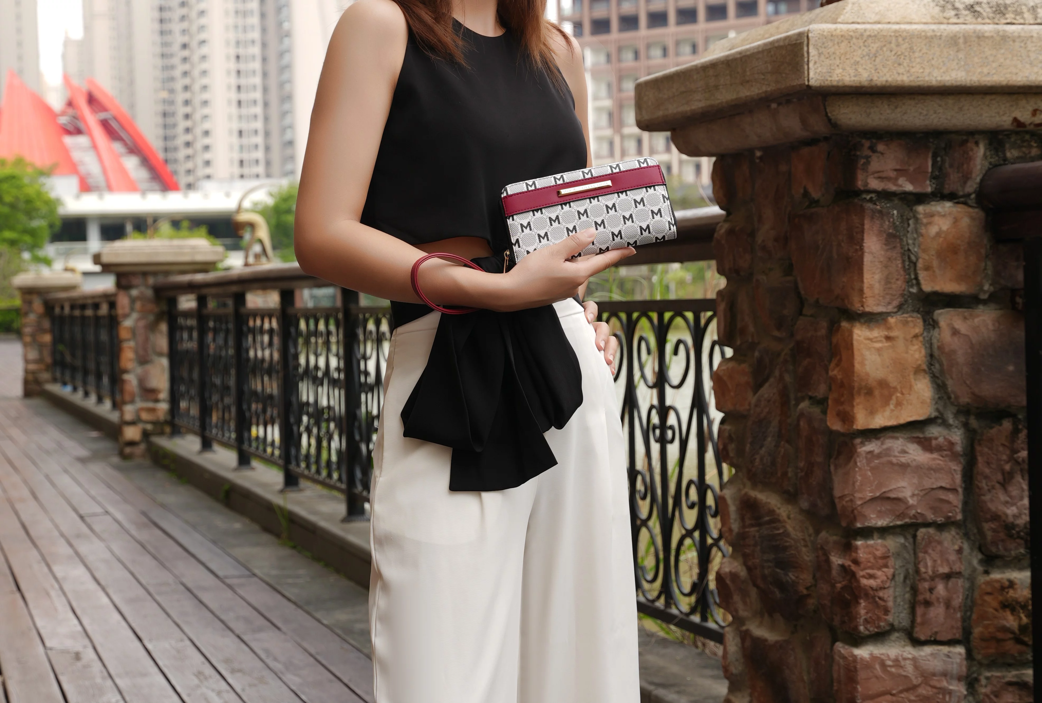 MKF Collection Yuliana Circular M emblem Print Satchel Handbag with Wallet by Mia K - 2 pieces