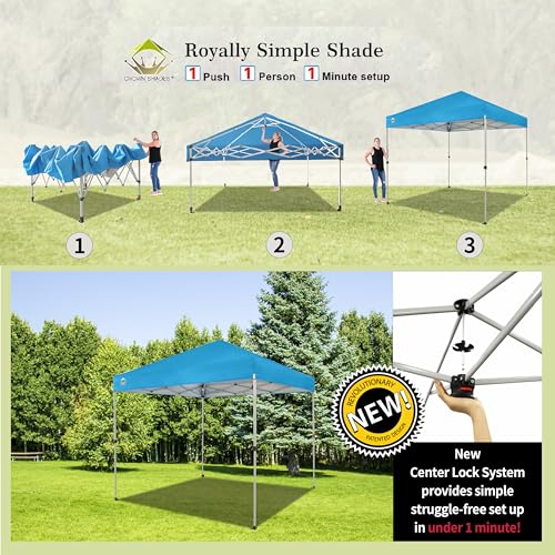 CROWN SHADES 10x10 Pop Up Canopy - Beach Tent with One Push Setup - Easy Outdoor Sun Shade for Events, Parties, Camping - Gazebo with STO-N-Go Cover Bag, Silver Coated Top, White