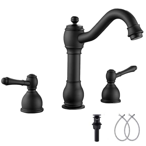 GGStudy 360° Swivel Antique Brass Bathroom Vessel Sink Faucet Single Handle One Hole Matching with Pop Up Drain