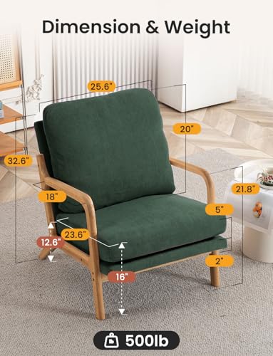 Mid Century Modern Accent Chairs for Living Room, 23” Wide Comfy Chair for Bedroom, Small Cozy Sherpa Reading Chairs for Adults, 108° Lounge Arm Chair Indoor with Detachable Cover, 5.5