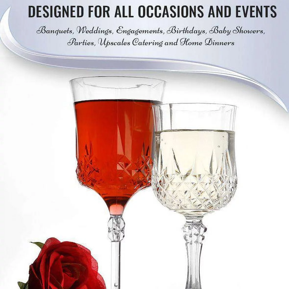 Smarty 8 oz. Crystal Cut Plastic Wine Glasses 48ct