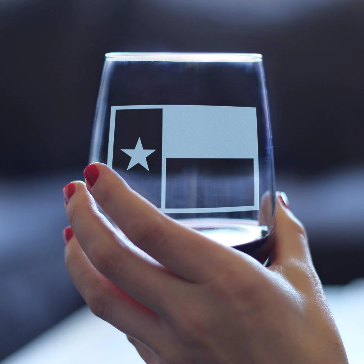 exas Flag – Cue Funny Semless Wine Glass, Large 17 Ounces, Eched Sayings, Gif Box