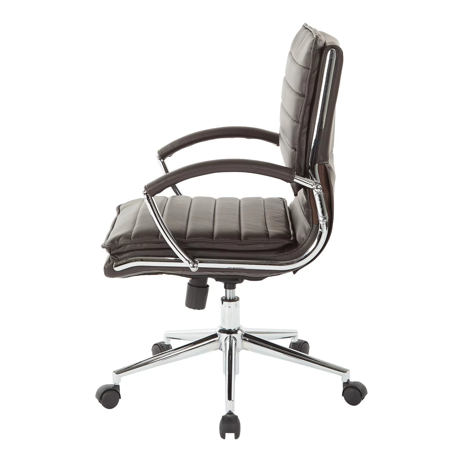 Office Star Products Mid Back Manager's Faux Leather Chair in White with Chrome Base