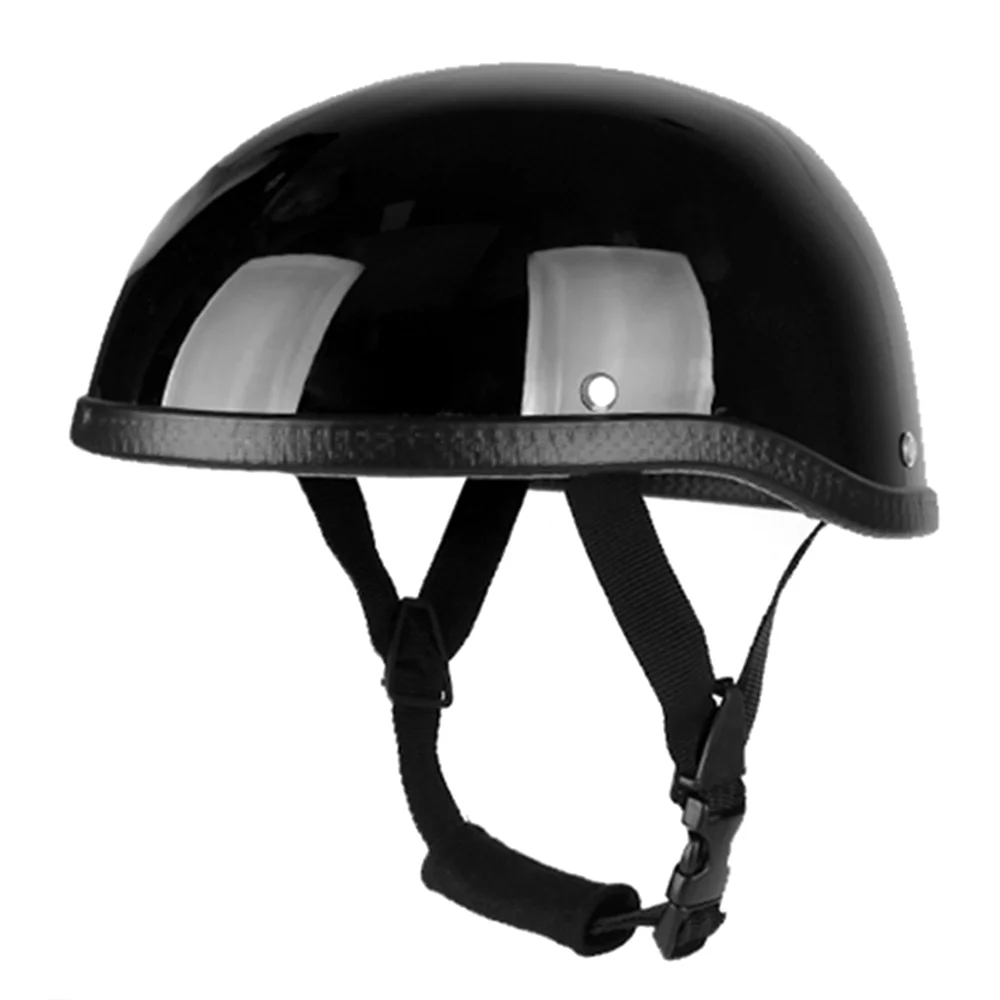 Pristin Retro Style Motorcycle Half Helmet ABS+Cotton, One Size, Bright Black, Universal Washable
