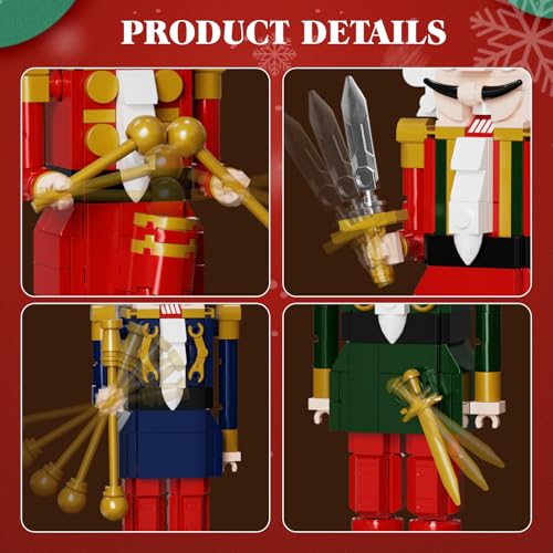 Christmas Nutcracker Building Kits, Xmas Nutcracker King and Soldier Sets, Contains Kings, Drummers, Guards, Swordsmen, Compatible for Lego, Collectible Model (943 PCS)