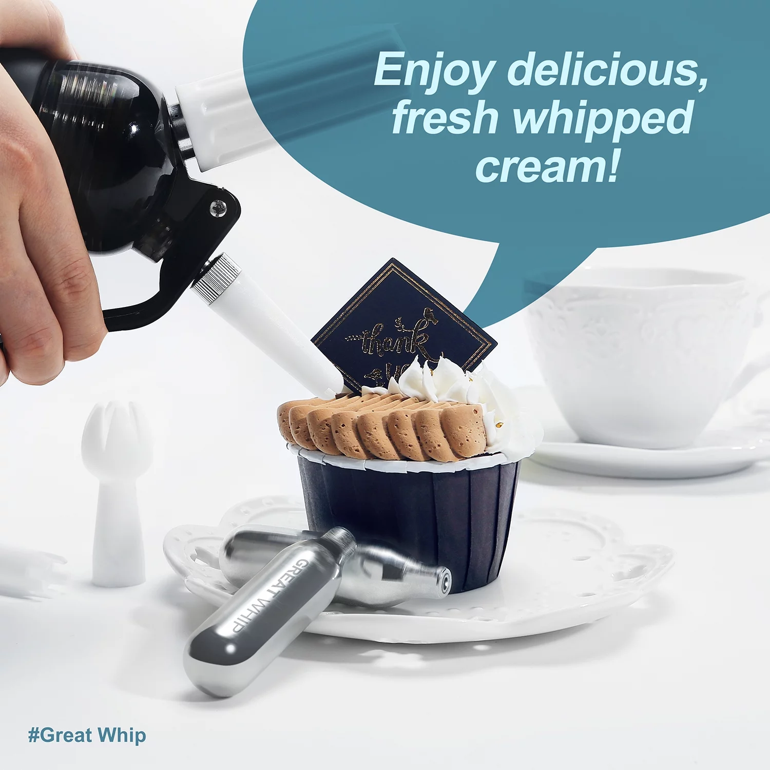 GreatWhip N2O Whipped Cream Chargers Nitrous Oxide Cartridges Kitchen 100Pcs