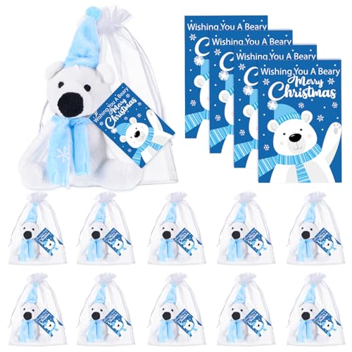 12 Pcs Christmas Stuffed Reindeers with Holiday Icon Scarf Xmas Deer Gifts 4