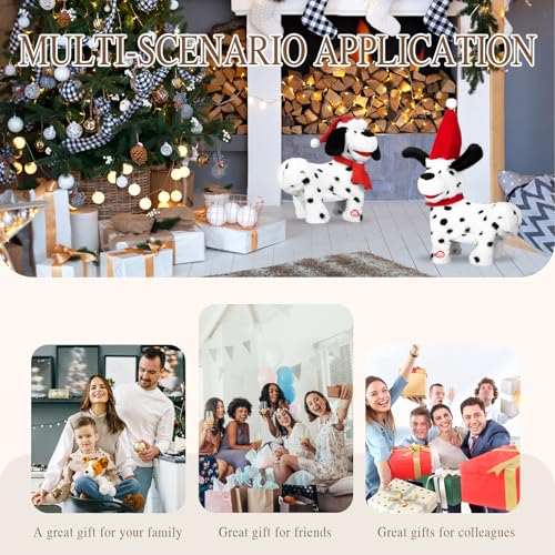 SdeNow Twerking Dog Toy Booty Shaking Walking Santa Claus Puppy Musical Animated Christmas Plush Santa Singing and Dancing Stuffed Animals Dog-English Song