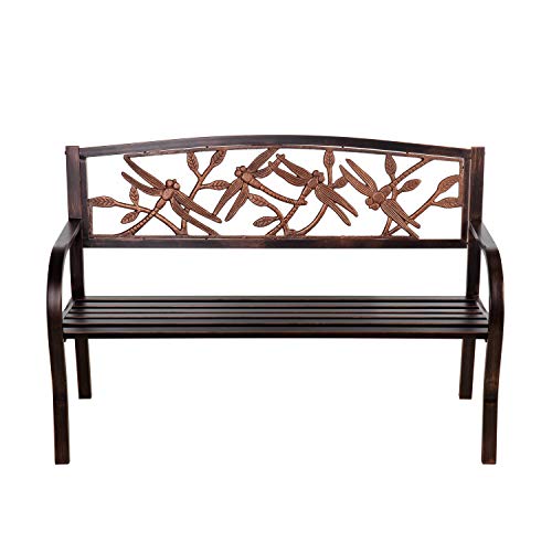 Evergreen Garden Sunflower Garden Bench Outdoors & Indoors | Cast Iron Metal Patio Bench | Outdoor Seating Furniture | Seats for Park, Porch, Deck, Yard