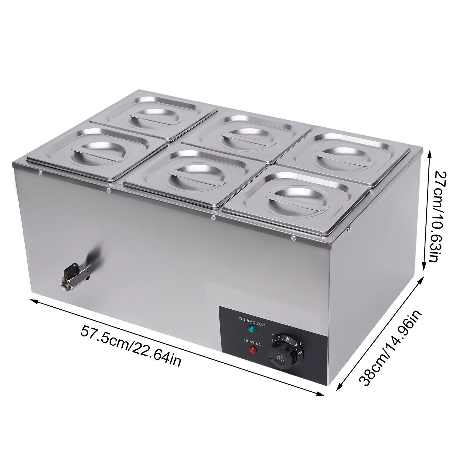 Miumaeov 110V 6-Pan Commercial Food Warmer with Adjustable Temperature from 30°c-85°c Home Food Steam Table Electric Countertop Food Warmer Restaurant Warming Buffet Server