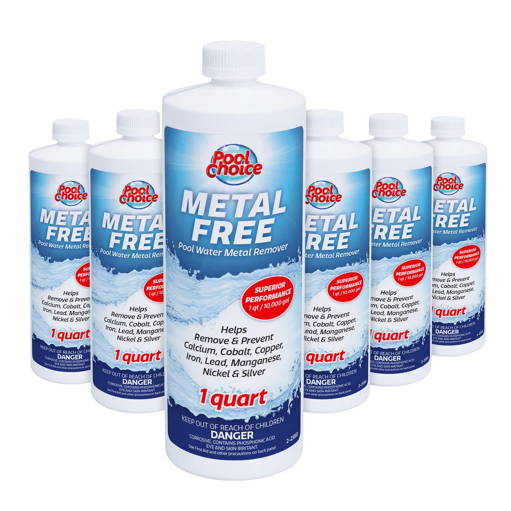 Pool Choice Metal Free Pool Water Metal Remover, 1-Quart, 6-Pack