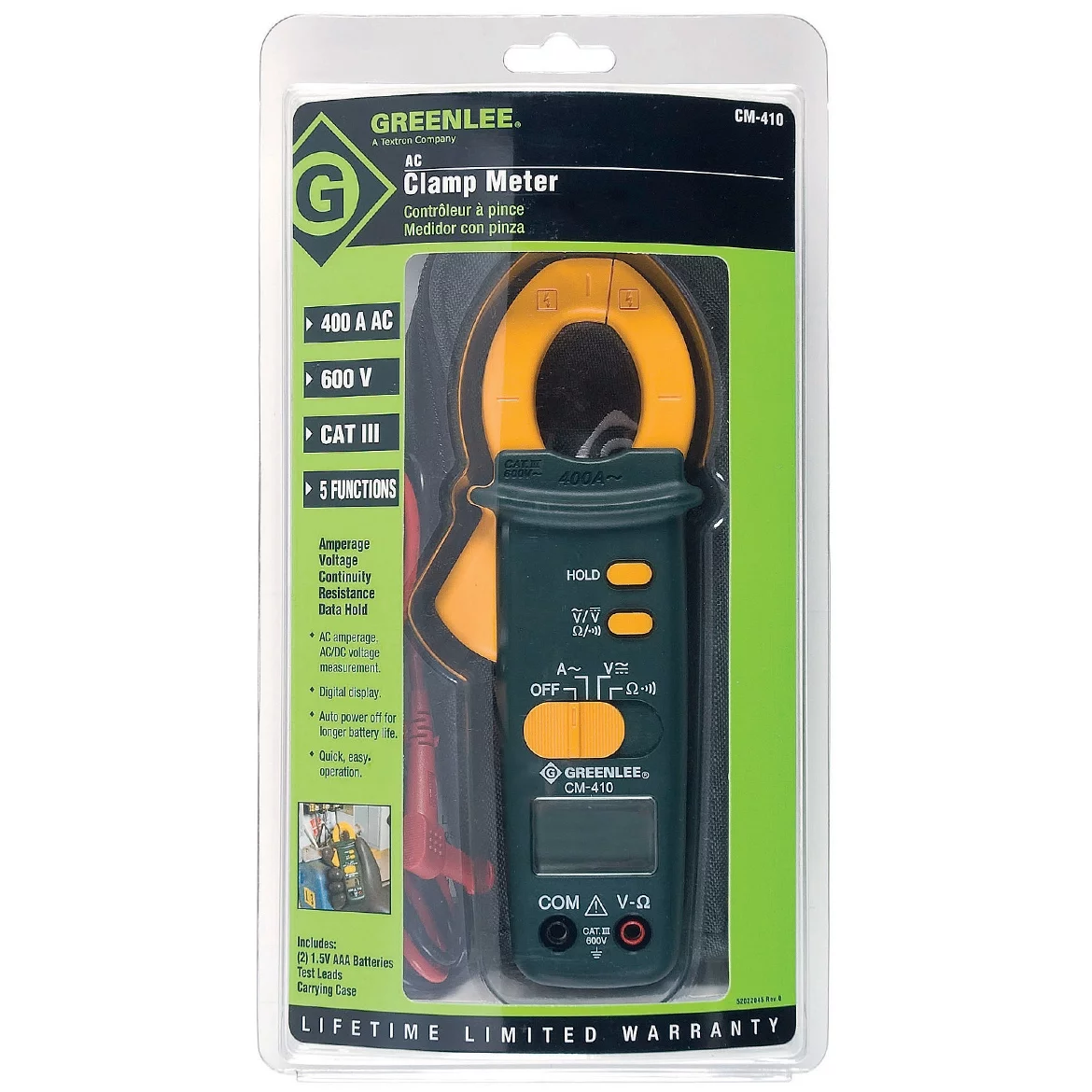 Greenlee CM-410 400-Amp Durable AC Audible Data Clamp-On Meter