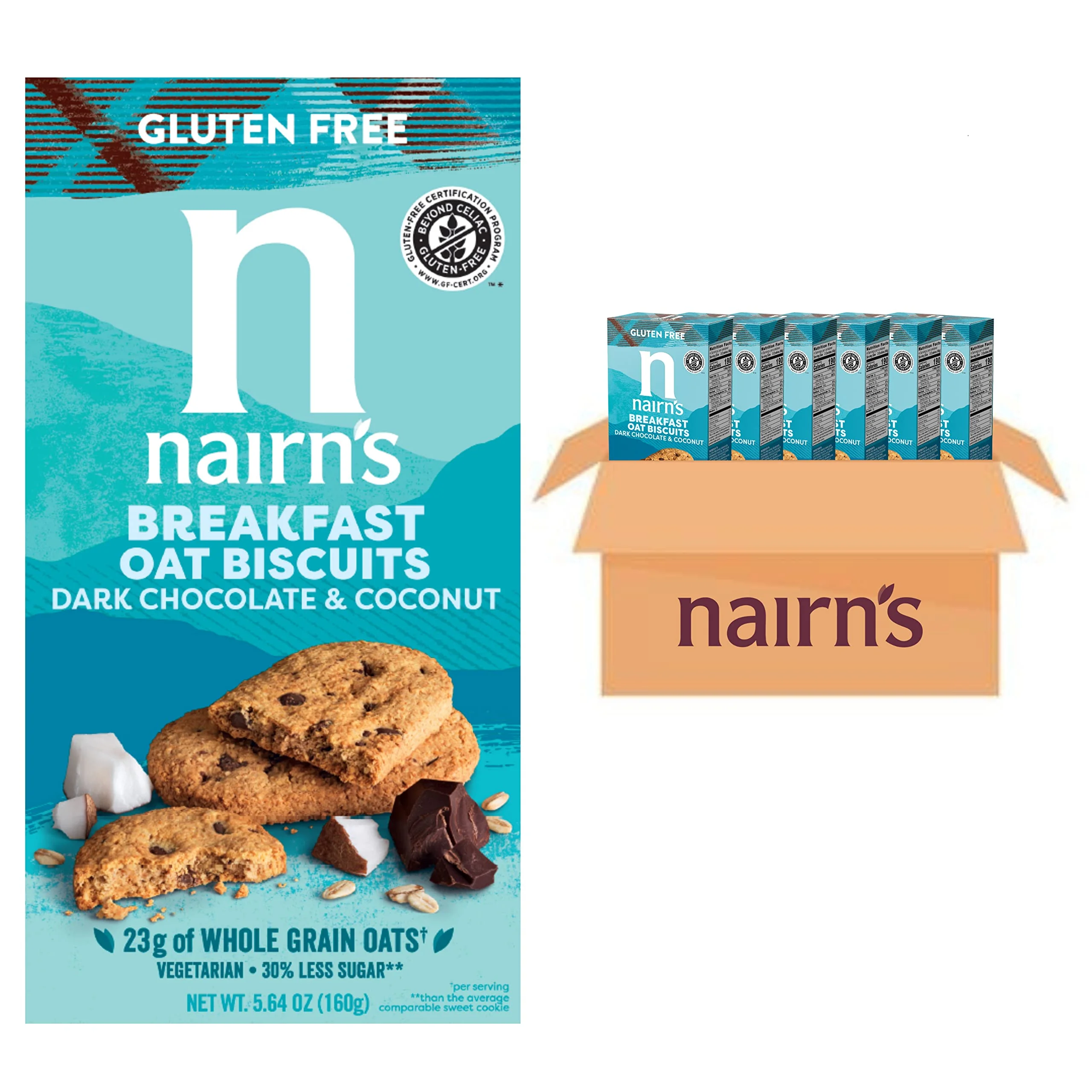 Nairn's Gluten Free Chocolate & Coconut Breakfast Biscuits, 5.64oz (Pack of 6)