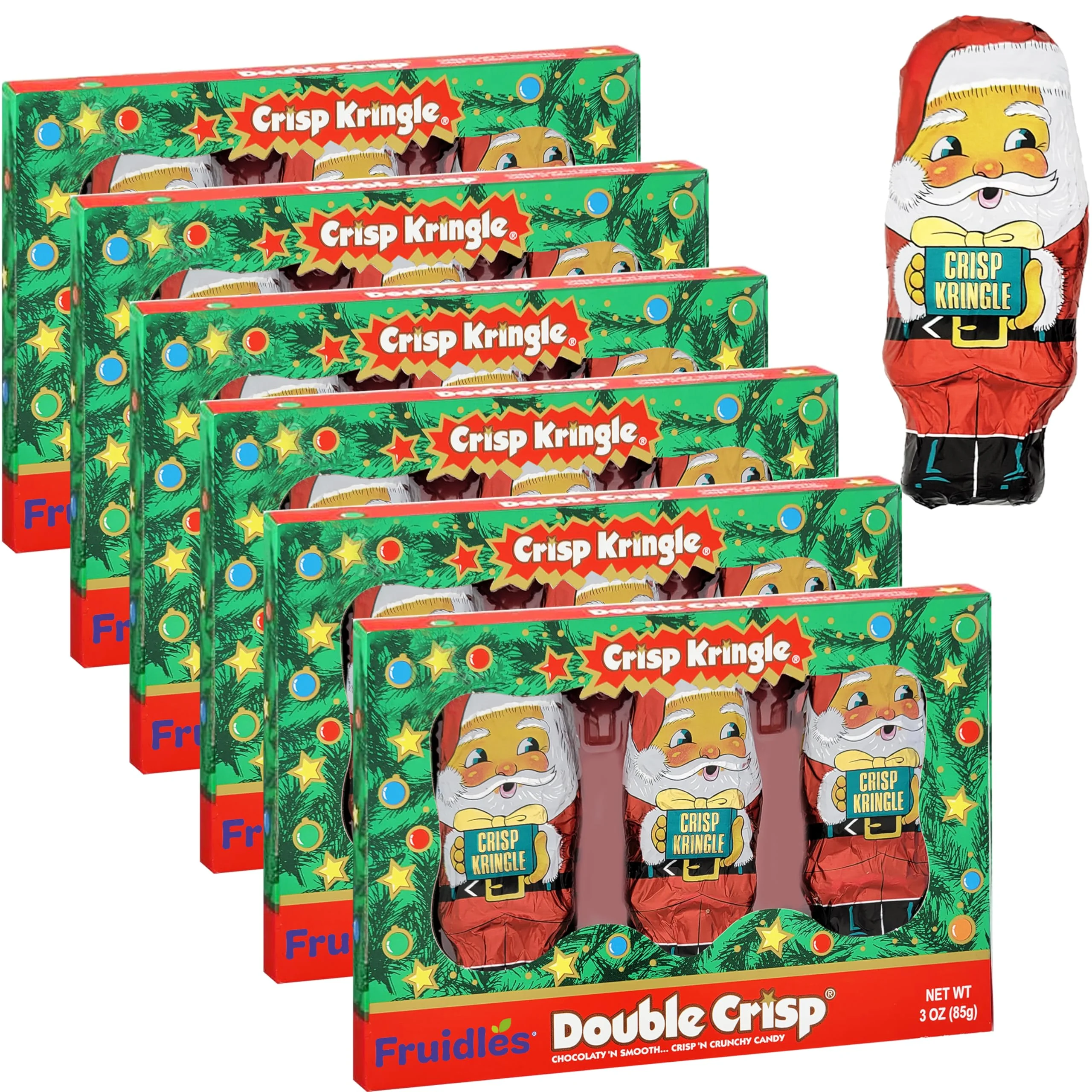 Christmas Milk Chocolate, Crisp Kringles Party Bag Fillers, Individually Wrapped Foils, Kosher Certified Dairy, Net. Wt. 3Oz (85G) (6-Pack)