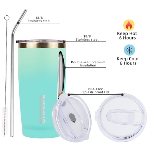 BJPKPK Insulated Tumbler 20 oz Stainless Steel Coffee Travel Thermal Cup With lids And Straws,Light Pink