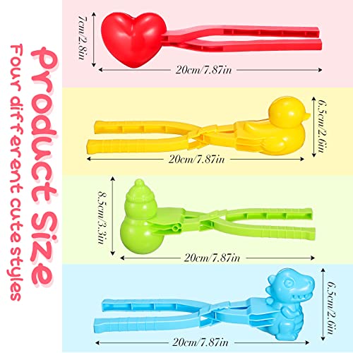 Civaner 4 Pcs Snowball Maker Clip for Kids Winter Duck Snowball Maker Toys Snowball Fights Maker for Outdoor Winter Activities Snow Games Beach Sand Toys Gifts(Retro Style)
