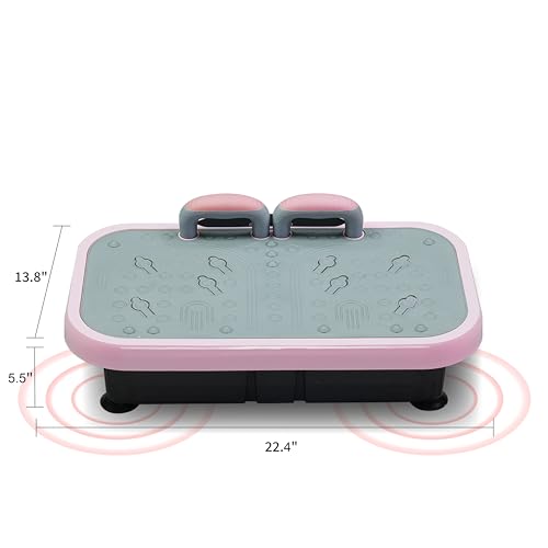 Vibration Plate Fitness Machine with Handle 120 Speed Levels Whole Body Workout for Weight Loss Lymphatic Drainage Home Gym Pink