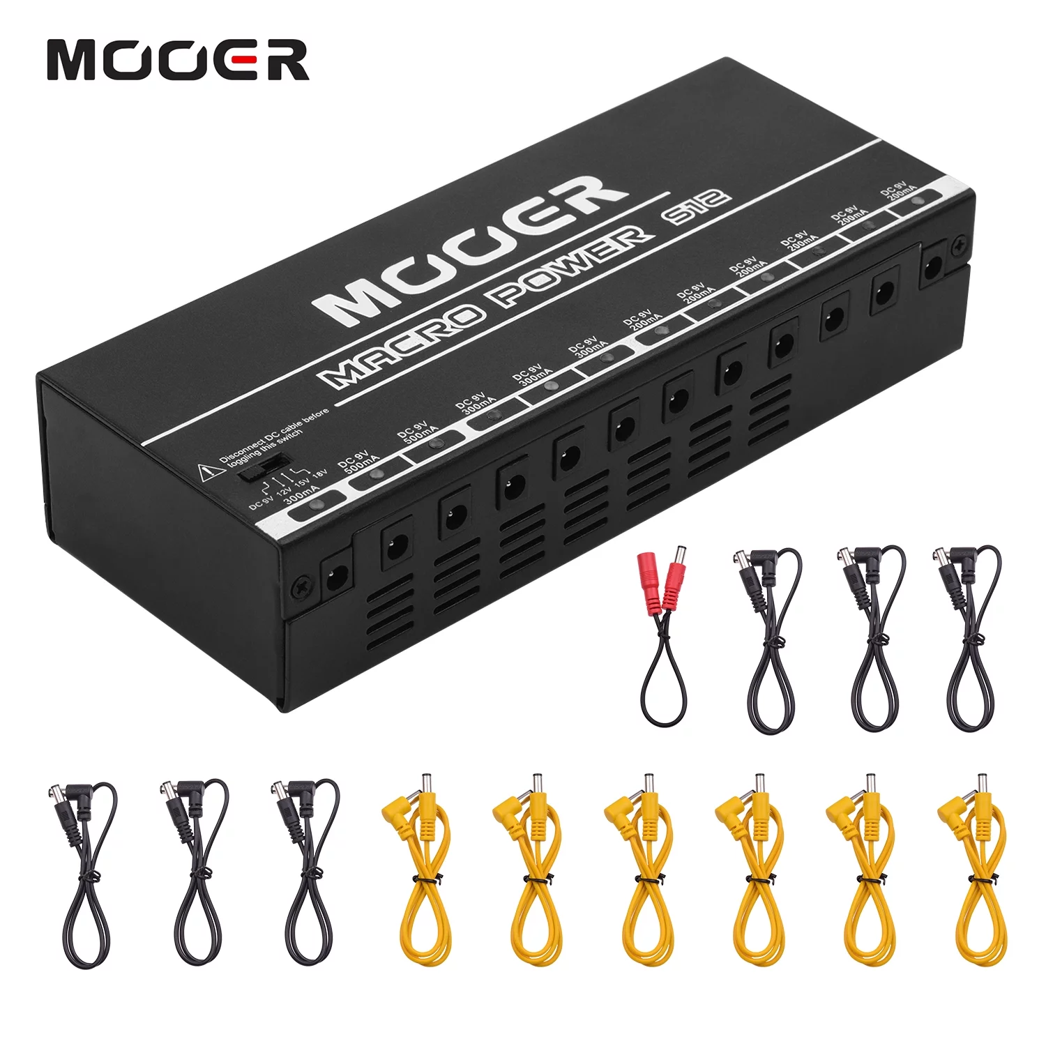 MOOER Effects Supply, 9v/12v/15v/18v Metal Huiop S12 ProfessionalStation 12 Isolated 9v/12v/15v/18v Metal ShellS12 Professional Isolated9v/12v/15v/18vSupply Pedal