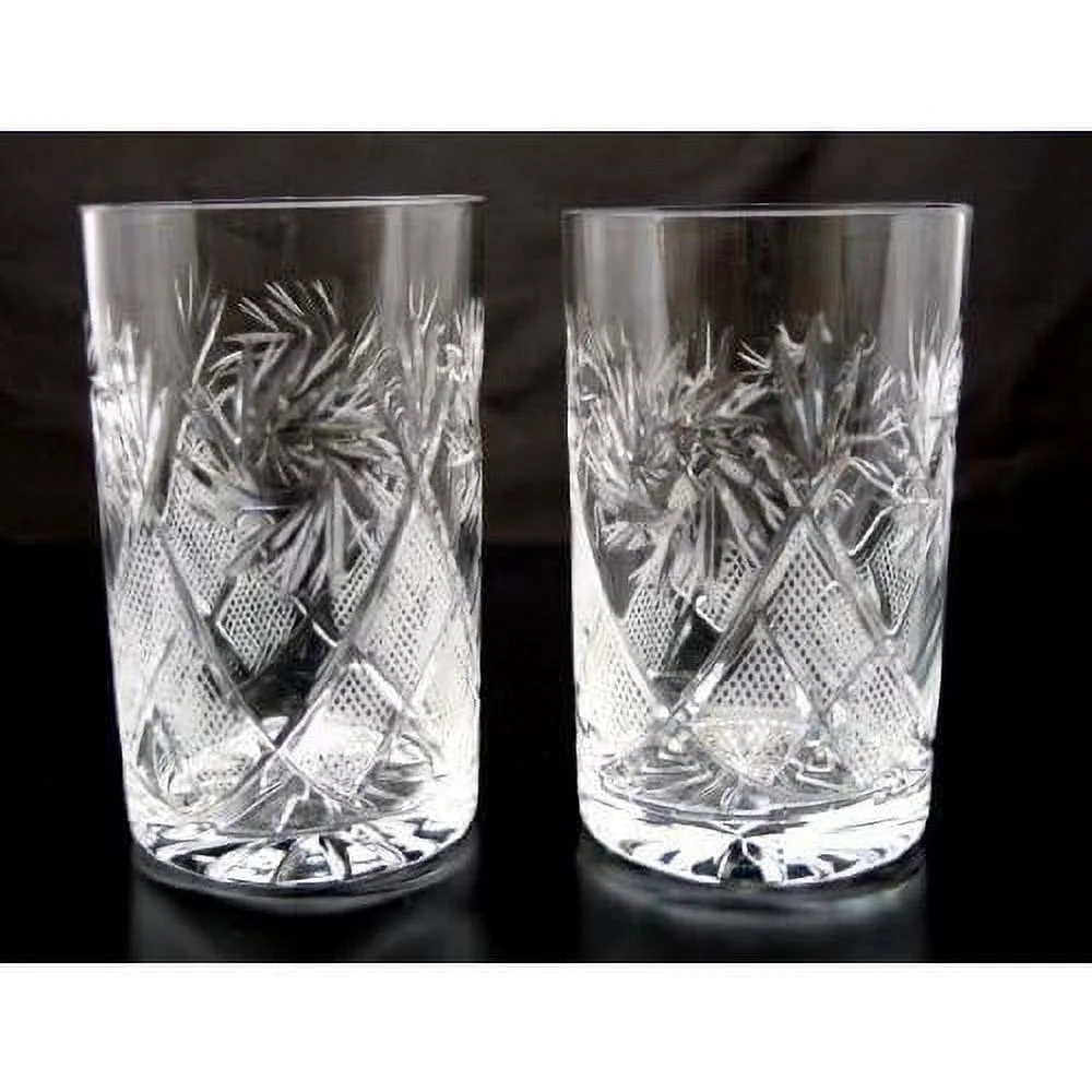 SET Of 2 Russian Cut Crystal Drinking Glasses 250 Ml / 8.5 Oz. For Hot Or Cold Liquids Fits Glass Holder "Podstakannik"