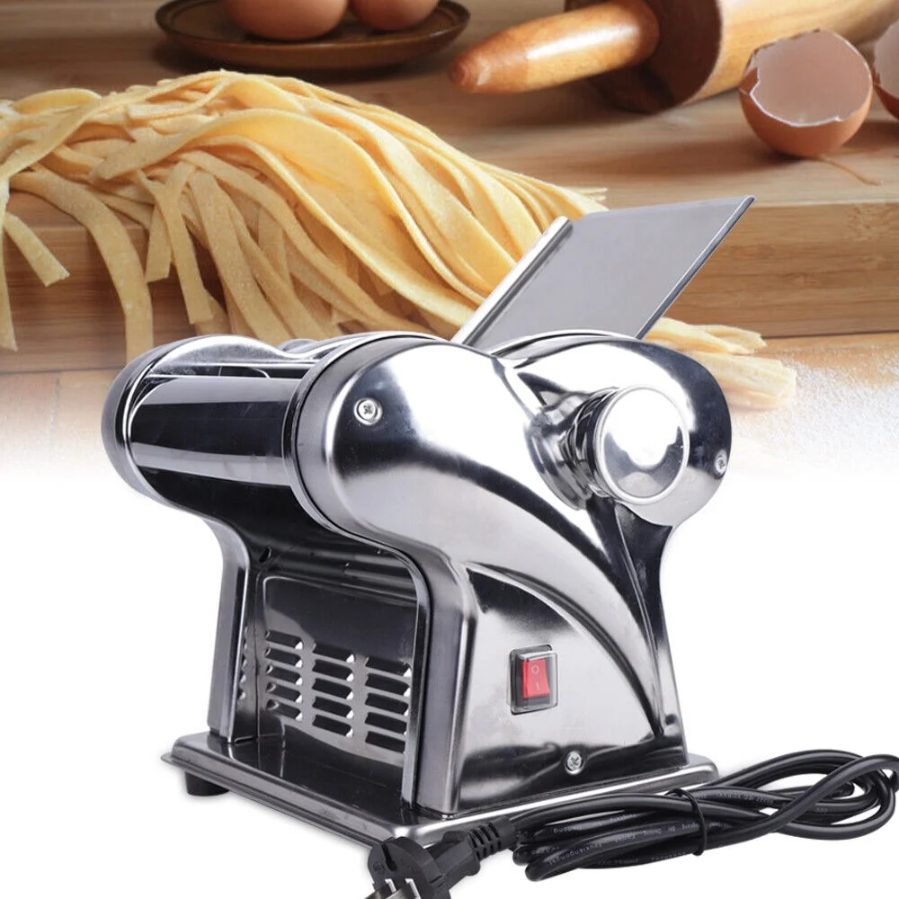 110V Pasta Maker Commercial Electric Pasta Machine 6-speed Adj Thickness Dumpling Dough Noodle Spaghetti Maker for Home W/Two Blades