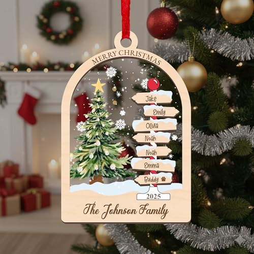 Noni Custom Family Name Christmas Tree Ornaments, Custom Ornaments Acrylic Mix Wooden, Personalized Family Name Ornament, Ornament Decor Tree, Gifts for Christmas, Holiday Keepsake